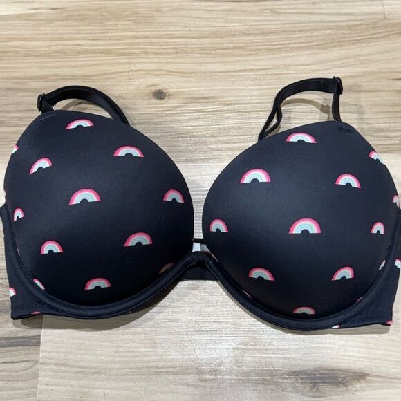 Victoria’s Secret PINK Wear Everywhere Super Push Up Rainbow Bra Women’s 32DD - Picture 1 of 5